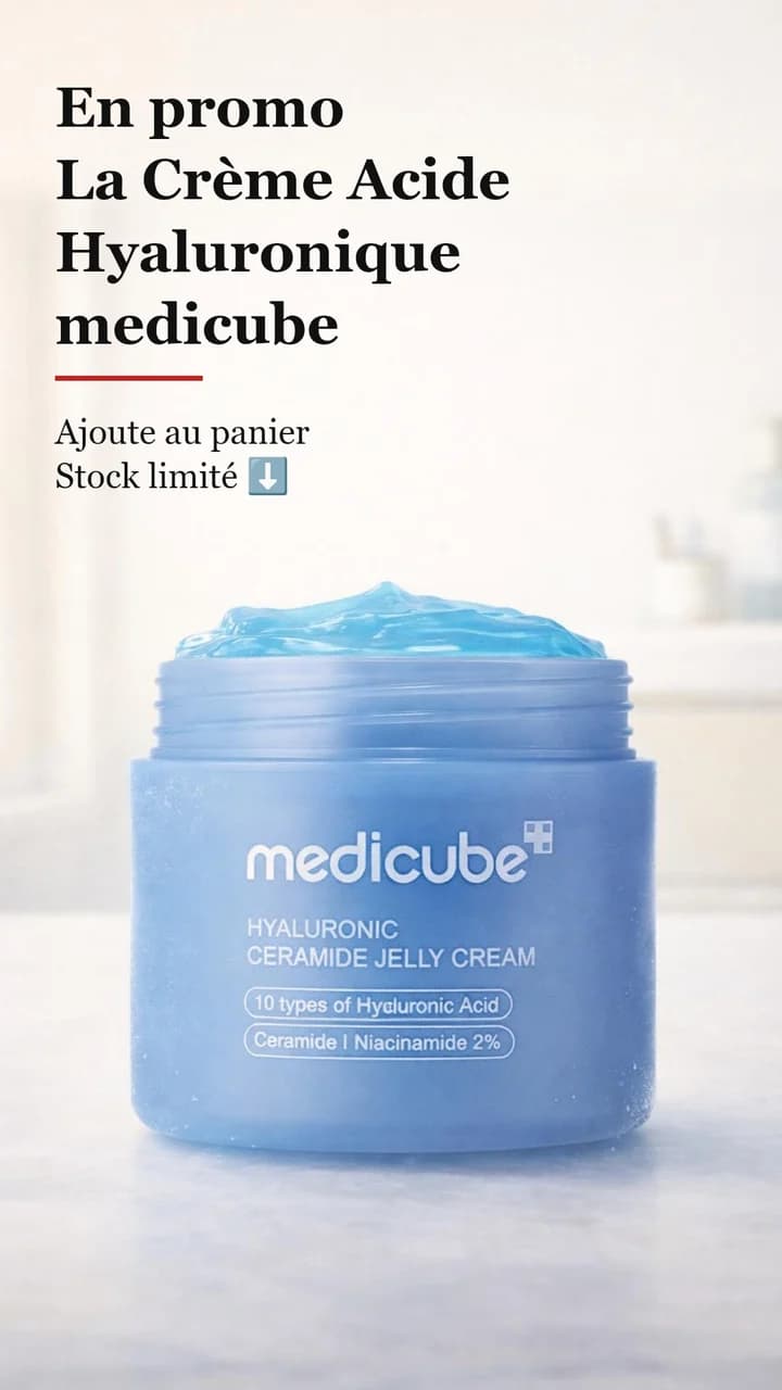 Pot de crème medicube bleu et texte de la dernière slide de référence.